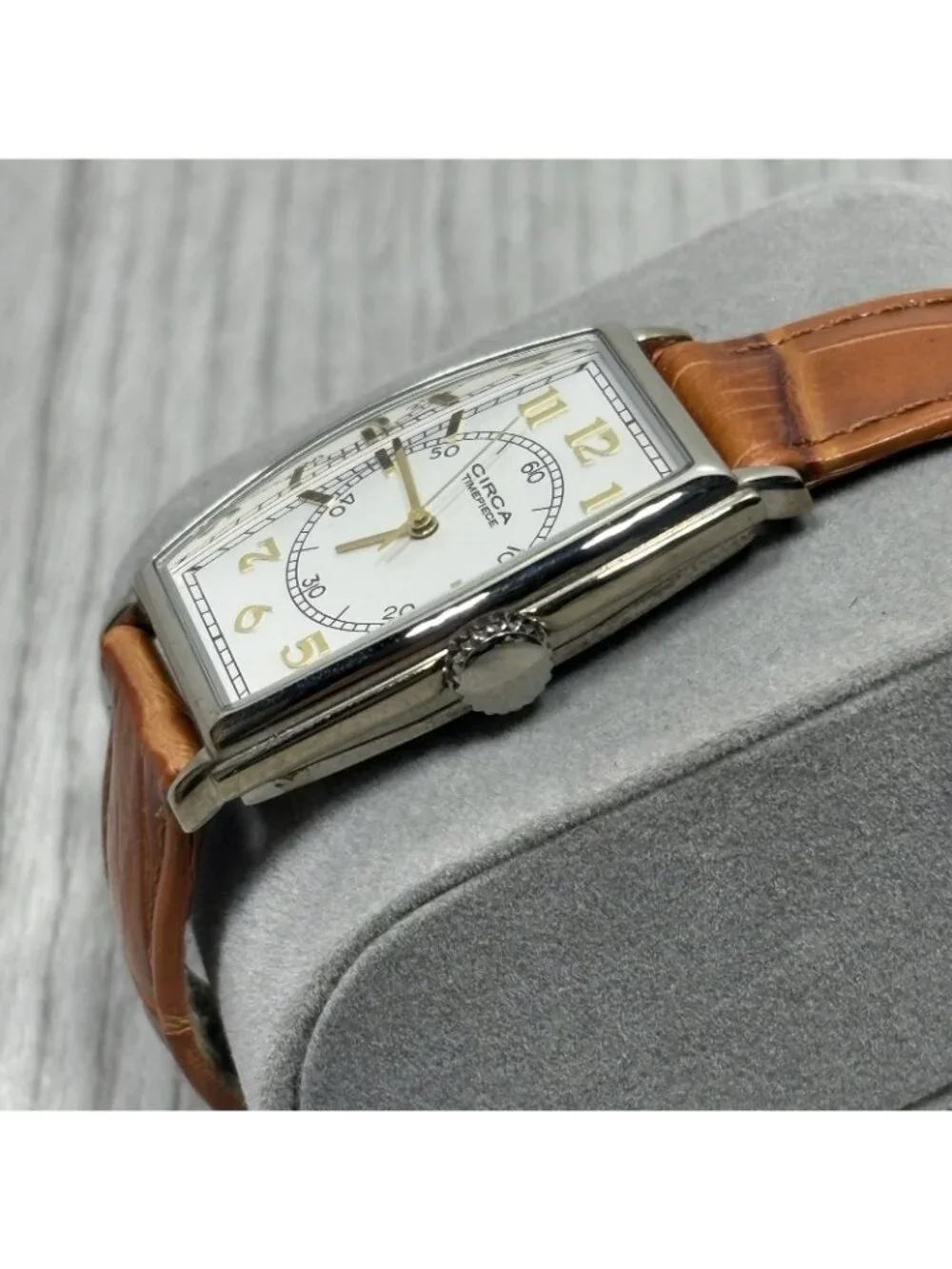 Circa Timepiece CT112T Brown Leather Analog White Dial Quartz Watch Need Battery
